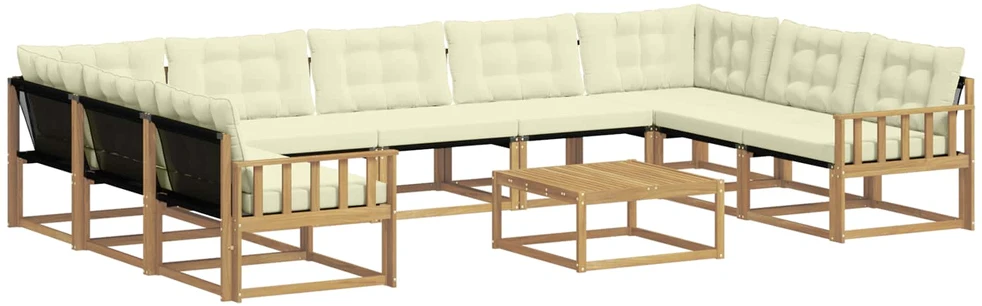 Lauko sofos komplektas 10 vnt. 9 vietos Balta ir kreminė