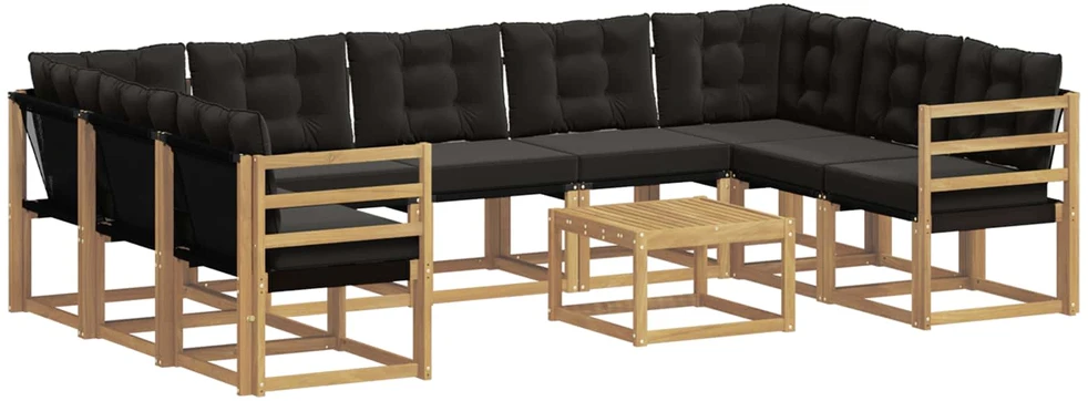 Lauko sofos komplektas 10 vnt. Balta ir juoda