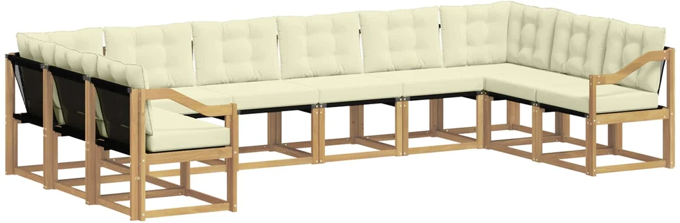 Lauko sofos komplektas 10 vnt. Balta ir kreminė