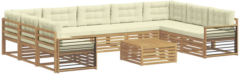 Lauko sofos komplektas 10 vnt. 9 vietos Balta ir kreminė
