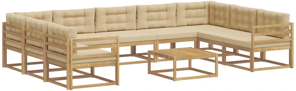 Lauko sofos komplektas 10 vnt. Balta ir kreminė