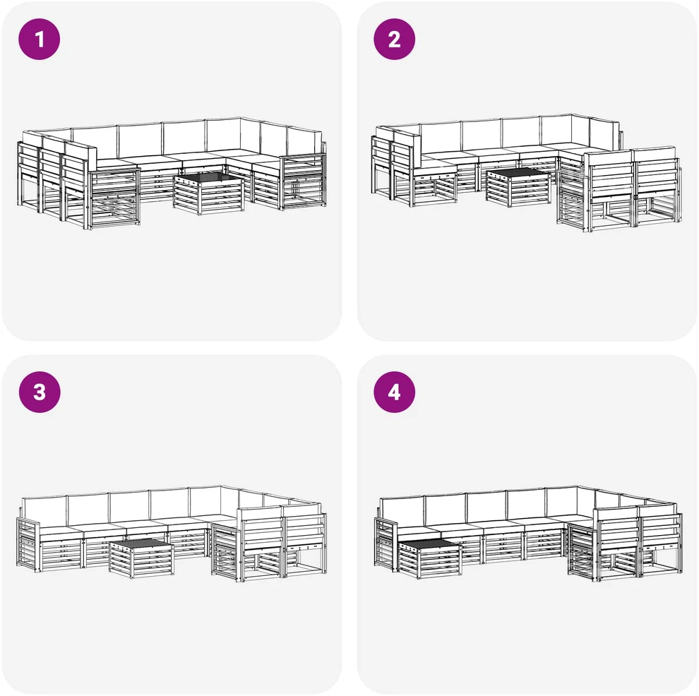 Lauko sofos komplektas 10 vnt. Balta ir kreminė Poliesteris