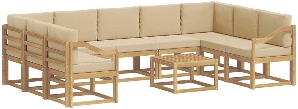 Lauko sofos komplektas 10 vnt. Balta ir kreminė Poliesteris