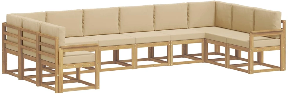 Lauko sofos komplektas 10 vnt. Balta ir kreminė