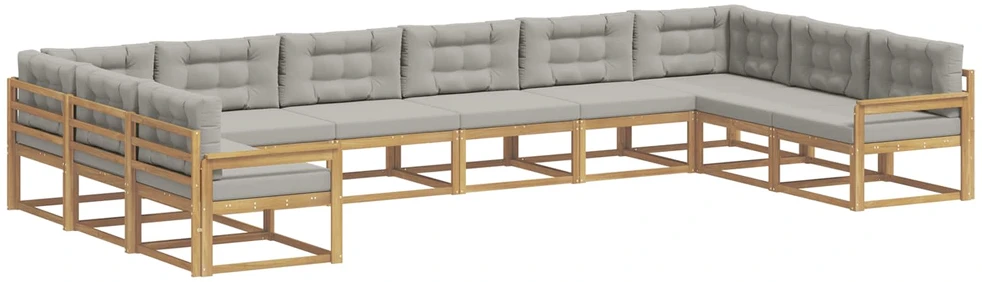 Lauko sofos komplektas 10 vnt. Balta ir šviesiai pilka