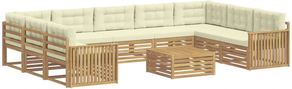 Lauko sofos komplektas 10 vnt. 9 vietos Balta ir kreminė