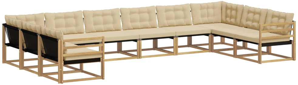 Lauko sofos komplektas 10 vnt. Balta ir kreminė
