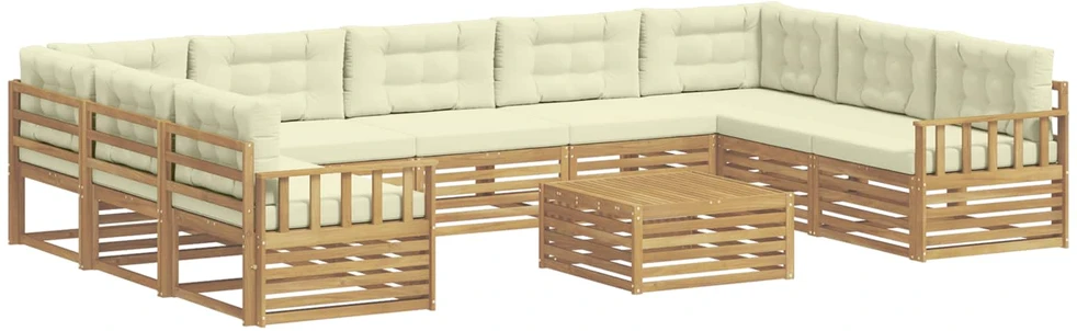 Lauko sofos komplektas 10 vnt. 9 vietos Balta ir kreminė