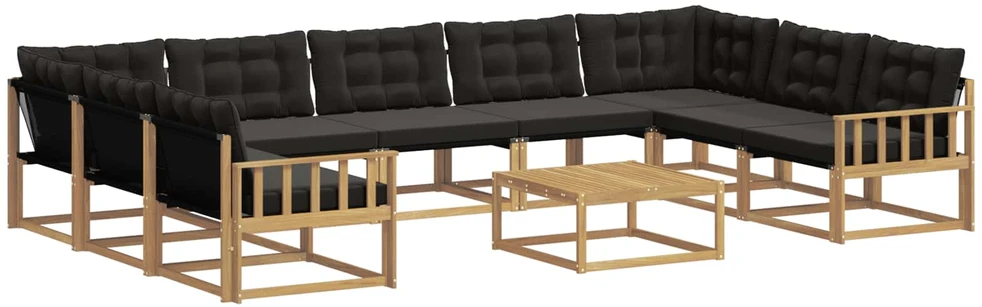 Lauko sofos komplektas 10 vnt. Balta ir juoda