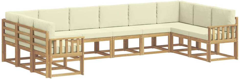 Lauko sofos komplektas 10 vnt. Balta ir kreminė