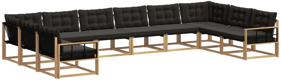 Lauko sofos komplektas 10 vnt. Balta ir juoda