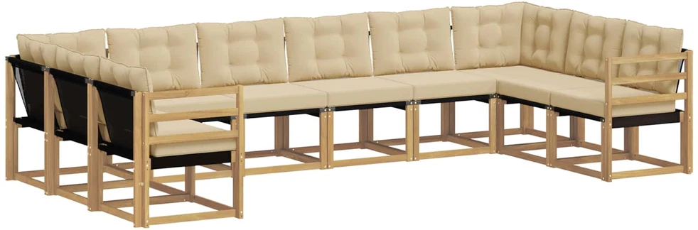 Lauko sofos komplektas 10 vnt. Balta ir kreminė