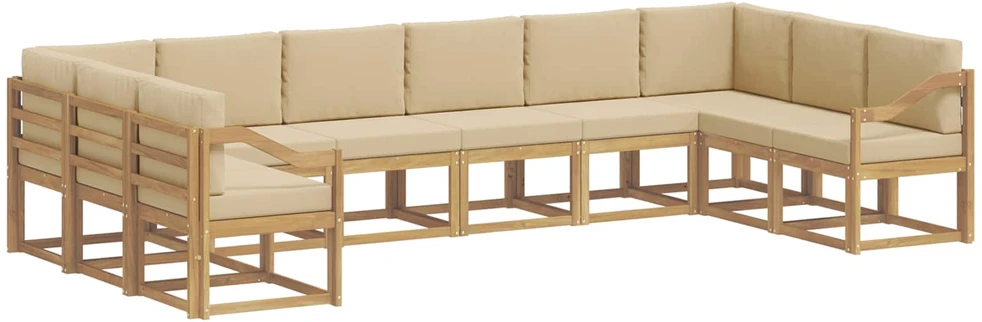 Lauko sofos komplektas 10 vnt. Balta ir kreminė