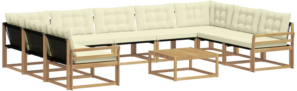 Lauko sofos komplektas 10 vnt. Balta ir kreminė