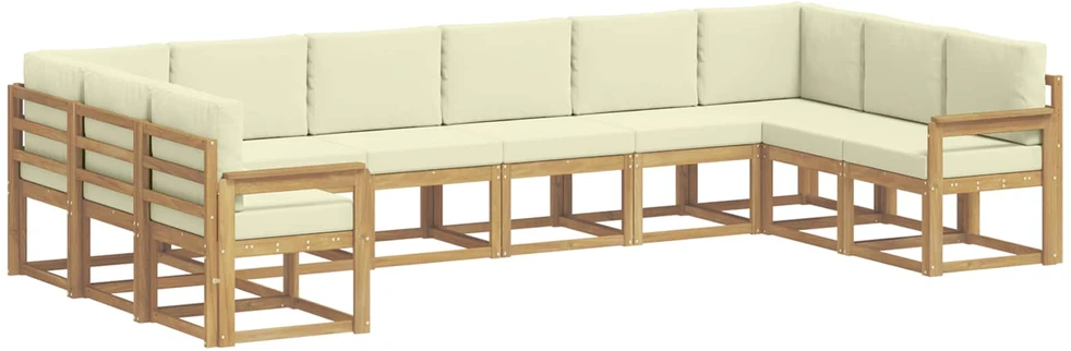 Lauko sofos komplektas 10 vnt. Balta ir kreminė