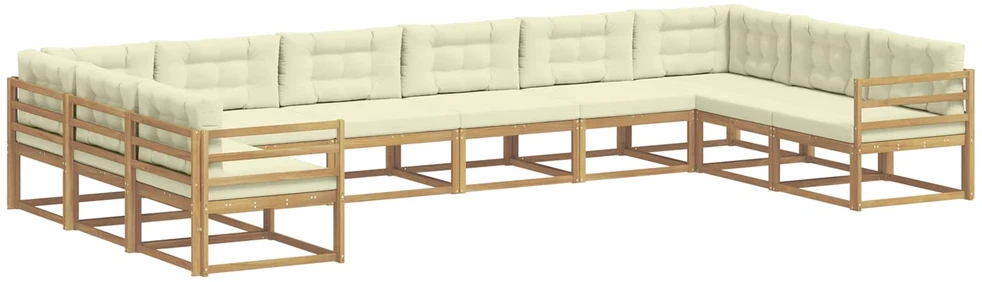 Lauko sofos komplektas 10 vnt. Balta ir kreminė