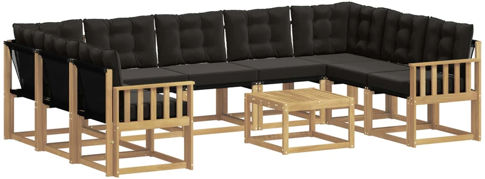 Lauko sofos komplektas 10 vnt. Balta ir juoda