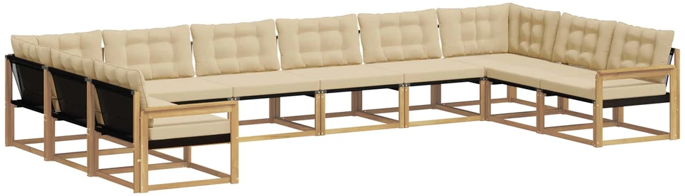Lauko sofos komplektas 10 vnt. Balta ir kreminė