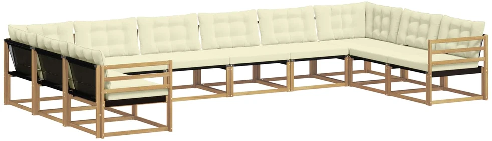 Lauko sofos komplektas 10 vnt. Balta ir kreminė