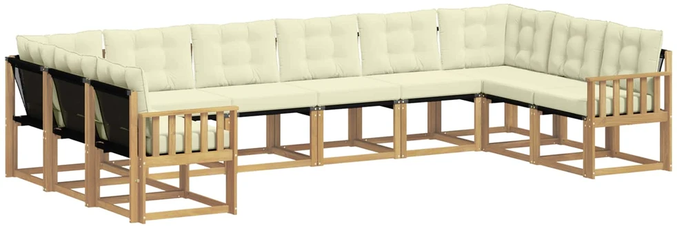 Lauko sofos komplektas 10 vnt. Balta ir kreminė