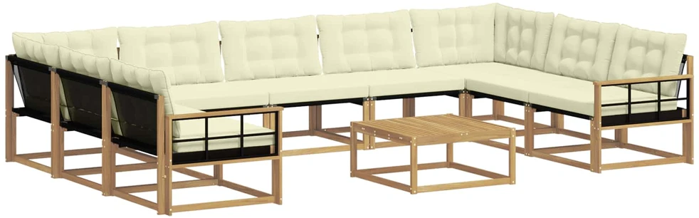 Lauko sofos komplektas 10 vnt. 9 vietos Balta ir kreminė