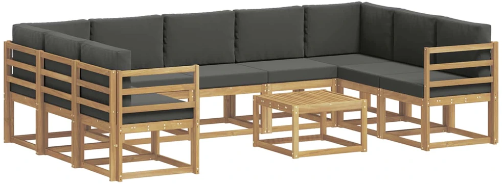 Lauko sofos komplektas 10 vnt. 9 vietos Balta ir antracito