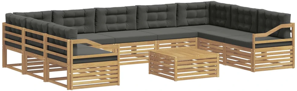 Lauko sofos komplektas 10 vnt. Balta ir antracito Poliesteris