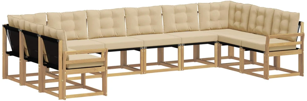 Lauko sofos komplektas 10 vnt. Balta ir kreminė
