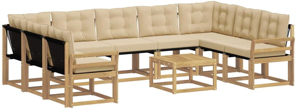 Lauko sofos komplektas 10 vnt. Balta ir kreminė