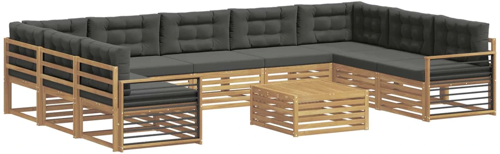 Lauko sofos komplektas 10 vnt. 9 vietos Balta ir antracito