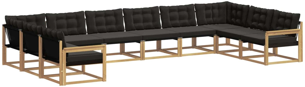 Lauko sofos komplektas 10 vnt. 10 vietos Balta ir juoda