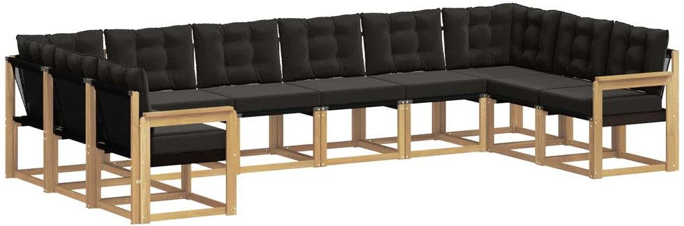 Lauko sofos komplektas 10 vnt. Balta ir juoda