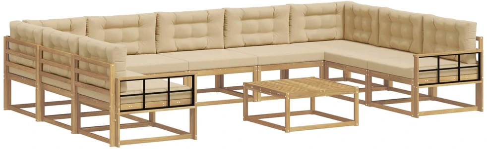 Lauko sofos komplektas 10 vnt. Balta ir kreminė