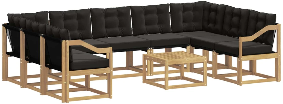 Lauko sofos komplektas 10 vnt. Balta ir juoda