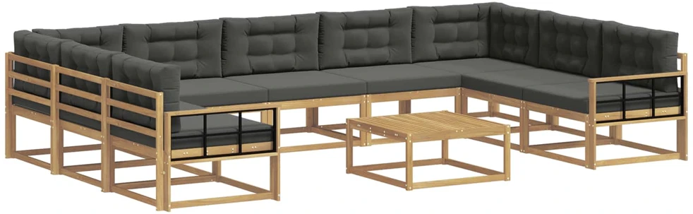 Lauko sofos komplektas 10 vnt. Balta ir antracito