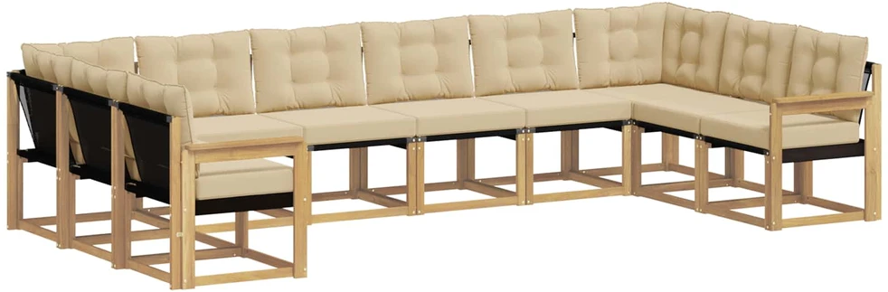 Lauko sofos komplektas 10 vnt. Balta ir kreminė