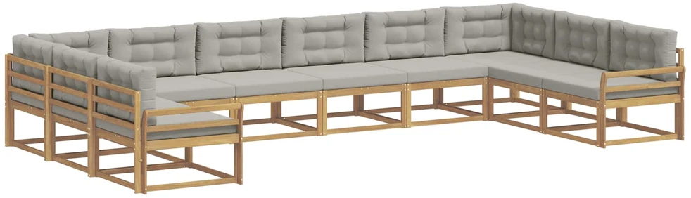Lauko sofos komplektas 10 vnt. Balta ir šviesiai pilka