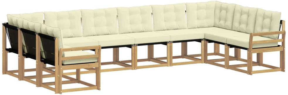 Lauko sofos komplektas 10 vnt. Balta ir kreminė
