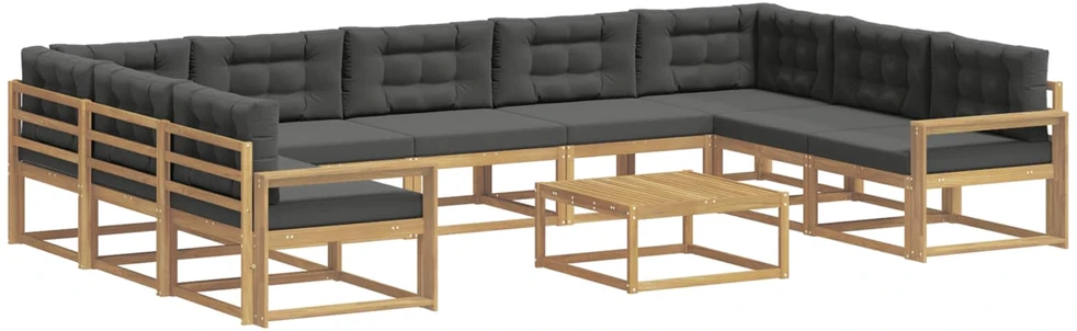 Lauko sofos komplektas 10 vnt. 9 vietos Balta ir antracito