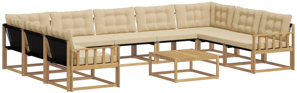 Lauko sofos komplektas 10 vnt. 9 vietos Balta ir kreminė