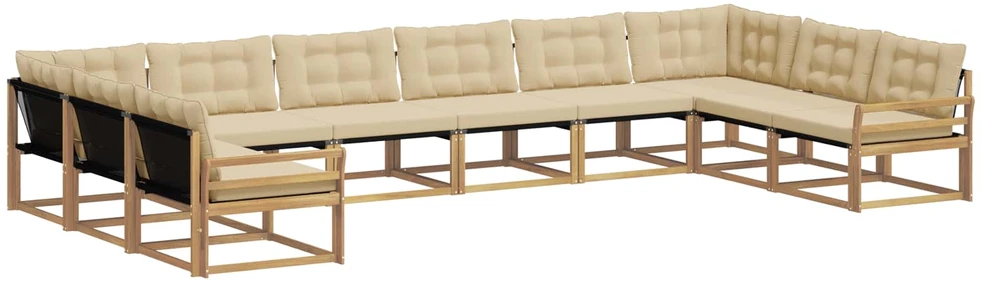 Lauko sofos komplektas 10 vnt. Balta ir kreminė