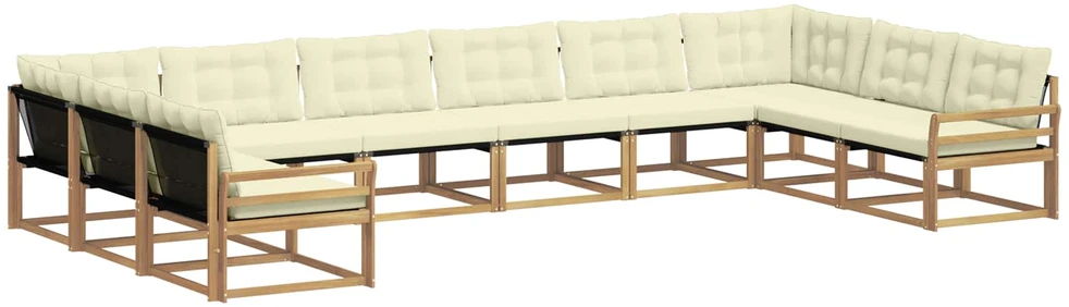 Lauko sofos komplektas 10 vnt. Balta ir kreminė