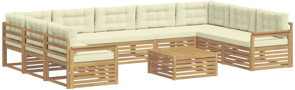 Lauko sofos komplektas 10 vnt. 9 vietos Balta ir kreminė