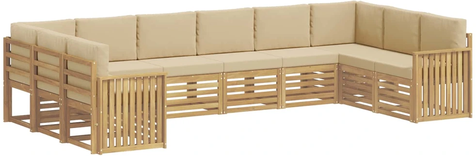Lauko sofos komplektas 10 vnt. 10 vietos Balta ir kreminė
