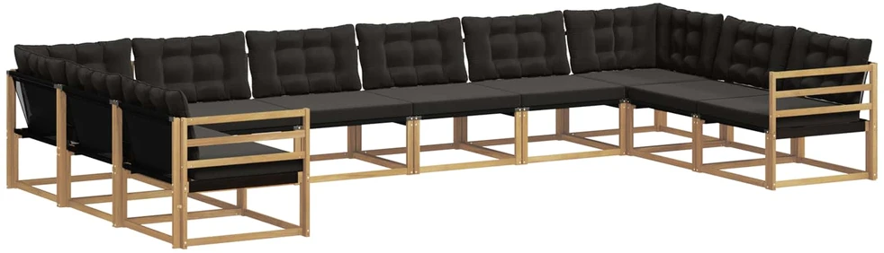 Lauko sofos komplektas 10 vnt. Balta ir juoda