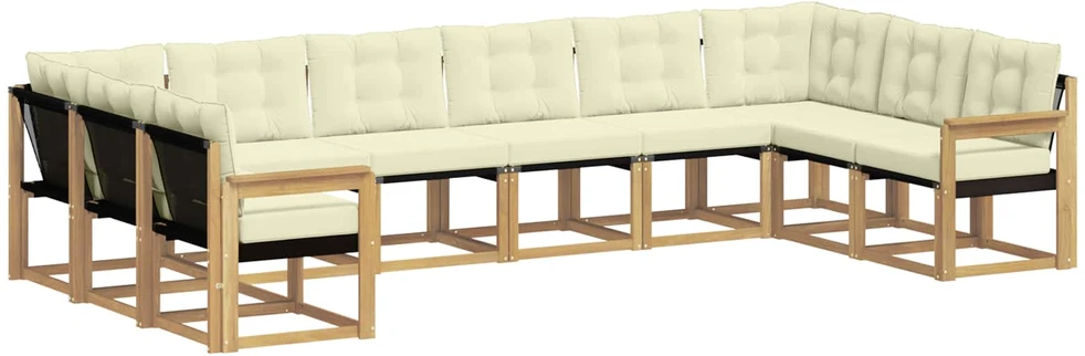 Lauko sofos komplektas 10 vnt. Balta ir kreminė
