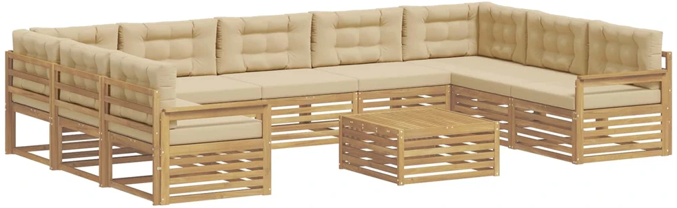 Lauko sofos komplektas 10 vnt. Balta ir kreminė
