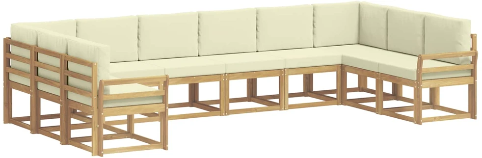 Lauko sofos komplektas 10 vnt. Balta ir kreminė