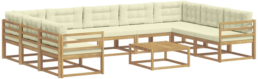 Lauko sofos komplektas 10 vnt. Balta ir kreminė