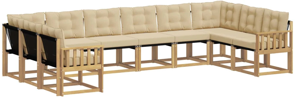 Lauko sofos komplektas 10 vnt. 10 vietos Balta ir kreminė